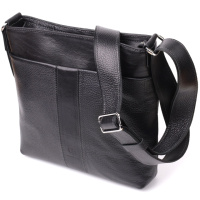 Красивая сумка через плечо для мужчин из натуральной кожи GRANDE PELLE 22883 Черная
