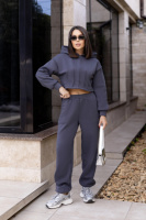 Спортивний костюм на флісі з коротким худі «Navi» | Батал | Розпродаж моделі Графіт, 54-56