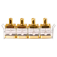 Набір банок для сипучих продуктів 4 штуки з ложкою на підставці, золото