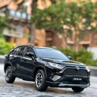 Модель автомобиля Toyota RAV4 2020 г. масштаб: 1:32. Игрушечная машинка Тойота РАВ4 черная (звук, свет).