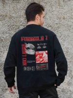 Утеплений оверсайз світшот на флісі з принтом Without Lauda Black