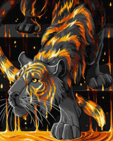 Картина за номерами «Тигр у вогні» 40х50см