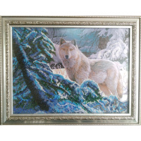 Картина бисером волки в зимнем лесу