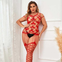 Відкритий бодистокінг із сердечками L-XXL- Еротична білизна