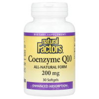 Коензим Q10, 200 мг, Coenzyme Q10, Natural Factors, 30 гелевих капсул