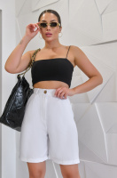 Жіночі лляні шорти-бермуди вільного крою «Bettie» оптом | Норма і батал | Розпродаж моделі Білий, 46