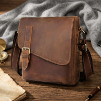 Кожаная мужская сумка через плечо для документов и города Vintage 20206 Коричневая