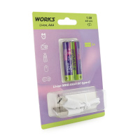 Аккумуляторные батарейки Li-ion WRB AAA180, тип AАА, 1.5V, Type-c, 440mAh, 1000 циклов, блистер 2шт