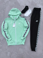 Костюм у стилі Nike лампас, м'ятний/чорний