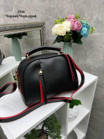 Чорна з червоним усередині — молодіжний стильний клатч із кишенею спереду (2544)