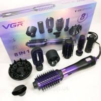 Фен-щітка стайлер VGR 8 в 1 V-488. Колір: фіолетовий