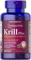 Puritan's Pride Krill Oil Plus High Omega-3 Concentrate 1085 mg 60 капсул