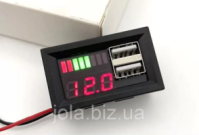 Индикатор уровня заряда аккумулятора 12В с USB зарядкой