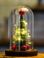 Нічник Новорічна ялинка в скляній колбі з Led підсвічуванням