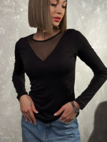 Жіноча кофтинка з декольте сітка «Annabel» | Норма і батал