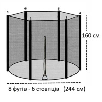 Захисна сітка для батут 244-252 см (8 ft) 6 стійок, зовнішня