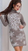 44-50. вязанная туника недорого ​купить снежинки, вязаное платье гольф, женское платье