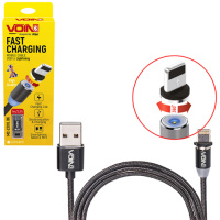 Кабель  магнитный VOIN MC-2301L BK, USB - Lightning 2,4А, 1m, black (только зарядка)