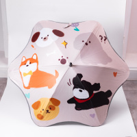 Зонт детский механический элегантный с принтом прочный надежный из полиэстера диаметр 90 см Бежевый HP-23-13BE