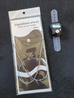 Спицы для вязания металлические на тросике № 2. Длина 40 см.