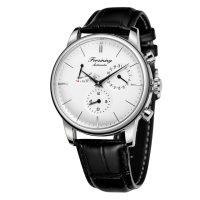 Жіночий механічний годинник Forsining 6916 Silver-White з автопідзаводом та шкіряним ремінцем