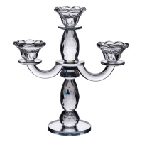 Канделябр на 3 свечи 24×9×25 см подсвечник настольный декоративный на ножке прозрачный HP-4-65