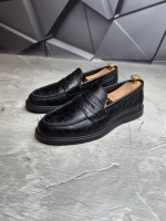 Лоферы Кожаные мужские LORO PIANA Aligator! Туфли мужские Лоферы чёрные! Натуральна КОЖА!