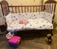 ​Комплект детского постельного белья, 7 предметов, бортики в кроватку малыша, защита в манеж, органайзер