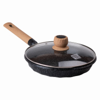 Сковорода з антипригарним мармуровим покриттям та кришкою 26 см, чорний