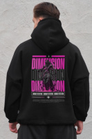 Оверсайз худі толстовка на флісі з капюшоном та принтом  Without Dimension Black