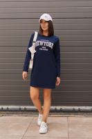 Спортивна трикотажна сукня з написом «Freedom» | Батал Темно-синій, 50-52