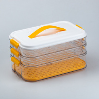 Контейнер для зберігання та заморожування продуктів триярусний 32*21*16,5 см, помаранчевий