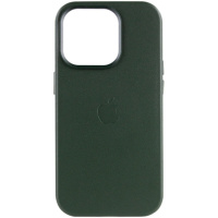 Шкіряний чохол для Apple iPhone 14 Pro (6.1«») - Leather Case (AA Plus) with MagSafe Shirt Green - купити в SmartEra.ua