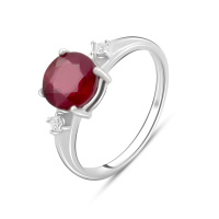 Серебряное кольцо CatalogSilver с натуральным рубином 2.615ct, фианитами, вес изделия 2,59 гр (2096184) 17 размер