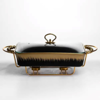 Мармітниця порцелянова 2 л на підставці з підігрівом 40х22.5х15.5 см чорний ML1106-15