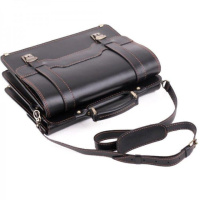 Портфель ручної роботи шкіряний на 2 відділення Чорний (1939512638)