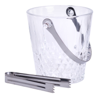 Ведерко для льда стеклянное 1 л с металлическими щипцами HP-19-21GLASS