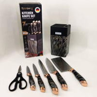 Набір ножів із нержавіючої сталі з основою Rainberg RB-2326 Black