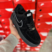 Кросівки зимові Nike хутро чорні