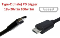 Кабель-переходник триггер PD 19.5v Type-C for Dell Venue 11 (max 5a, 100w) на micro USB 1m з USB Type-C (male) Power Delivery PD тригер (A class) 1