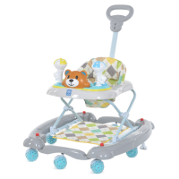 Дитячі ходунки - гойдалка з батьківською ручкою управління Bambi M 3656A-S-4 Сірий.