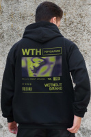 Утеплене зіп худі на флісі зіпер з принтом Pop Culture Without Kane Black