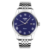 Чоловічий класичний годинник Skmei 9058SBU-B Silver-Blue зі сріблястим браслетом та синім циферблатом
