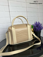 Темний беж - крокодиловий принт - стильна, молодіжна сумочка на блискавці зі знімним ремінем  (0567-3)