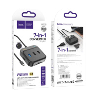 Хаб USB Hoco HB38 7-in-1 (HDTV+SD/TF+USB3.0+USB2.0*2+PD100W)/(L=0.2M)