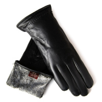 PODIUM Перчатка Женская кожа F2-5304 black махра