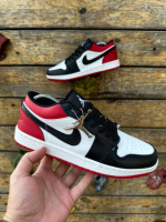 Кросівки Nike Air Jordan low (black white red)