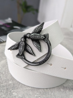 Ремінь жіночий PINKO білий+срібло