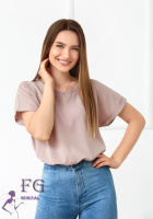 Літня блузка футболка вільного крою «Moment» оптом | Норма і батал Бежевий, 46-48