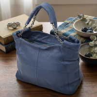 Женская кожаная сумка на каждый день для города и повседневного использования Vintage 22988 Синяя